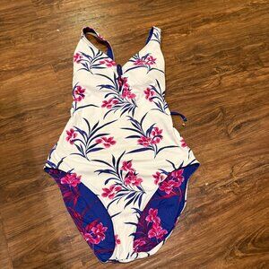 Tommy Bahama Reversible One-Piece Swimsuit - Size 12 - Purple, Pink & White